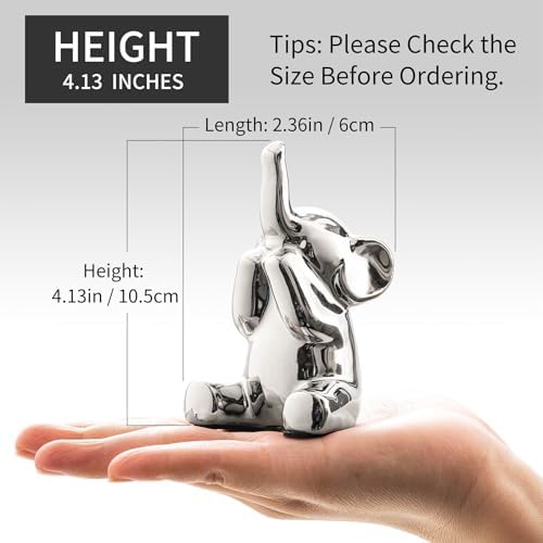 Loving Pair of Small Silver Elephant Statues