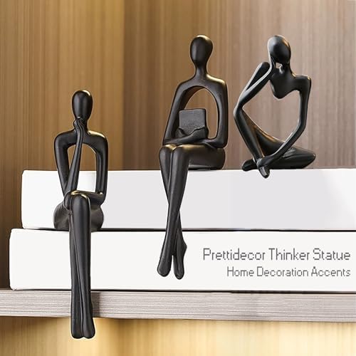 Prettidecor Thinker Statue Set of 3 Modern Abstract Resin Decor