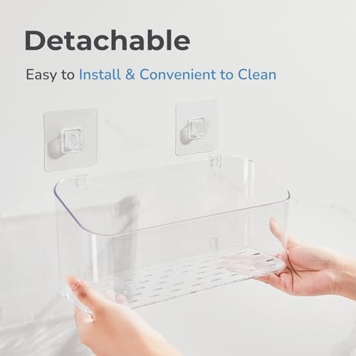 Clear Bath Toy Storage Holder with 2 Large Baskets 1