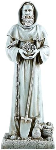 Garden Statue - Saint Fiacre 12 Inch Durable Stone-Resin Sculpture