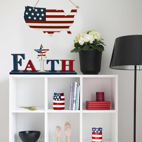 Veclotch Patriotic FAITH Wood Block Sign for 4th of July