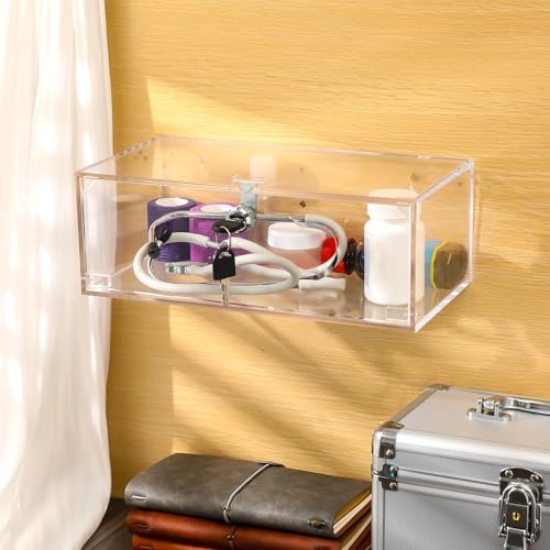 Wonderjune Refrigerator Medicine Lock Box with Key Mounting Hardware Wall Mount Cabinet