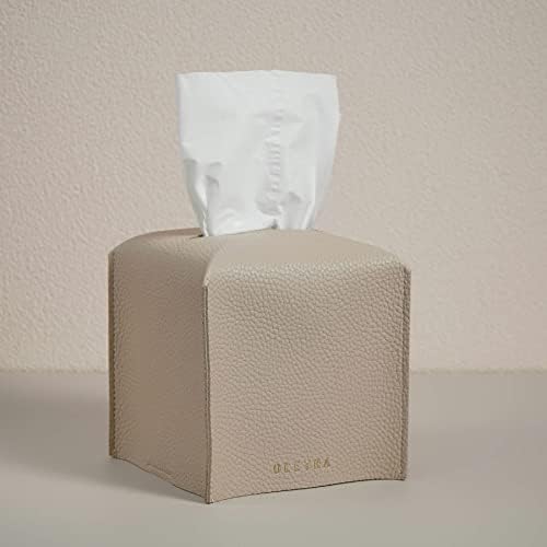 OLETHA Square Tissue Box Cover - Light Taupe 1