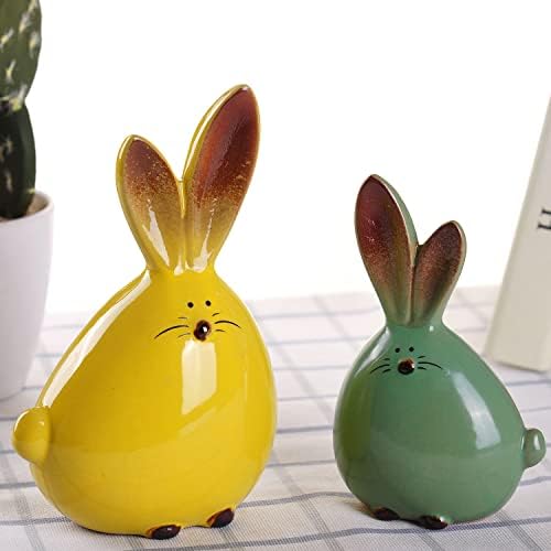 Cute Long-Eared Bunny Sculpture Ornaments 2pcs