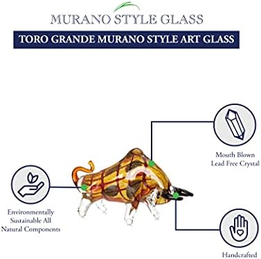 Badash Murano-Style Art Glass Bull Sculpture - 8 Tall Decor