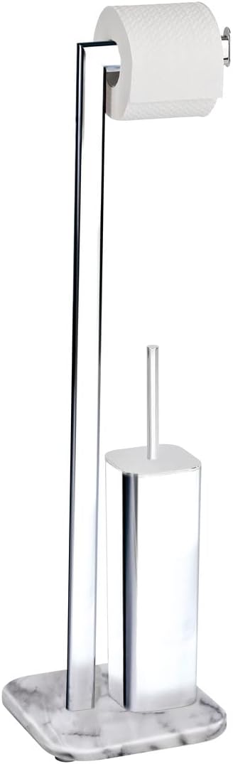 Wenko Toilet Brush with Marble Holder Onyx Steel WhiteSilver