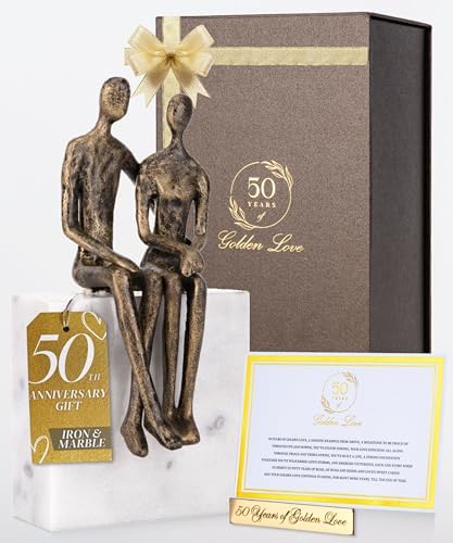 50th Wedding Anniversary Sculpture Set - Iron Marble