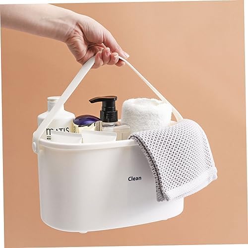 Mobestech 1Pc White Plastic Shower Organizer Basket for Bathroom Kitchen and Food Storage
