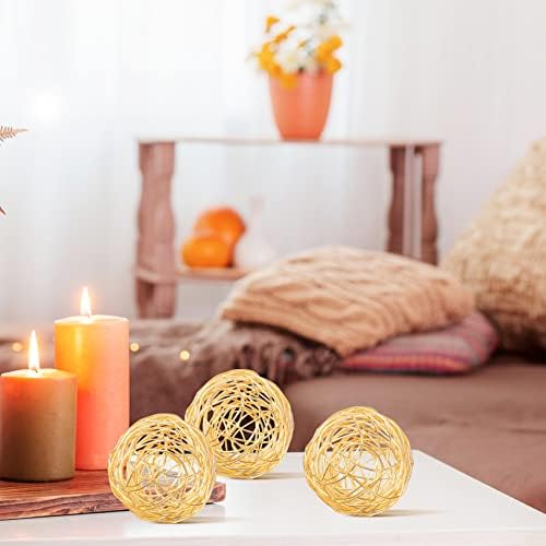 CLEENTABLE 3-Piece Gold Metal Decorative Spheres