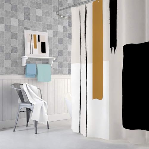 DYNH Abstract Modern Black and White Shower Curtain Set 1