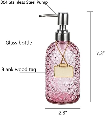 Funly mee Glass Soap Dispenser with Stainless Steel Pump Pink