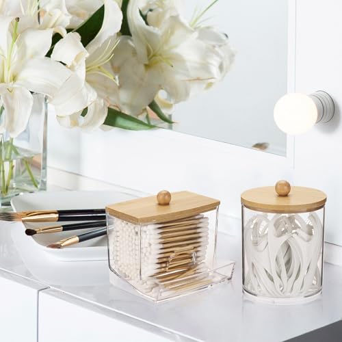 Tbestmax 4 Pack Qtips Dispenser with Bamboo Lids