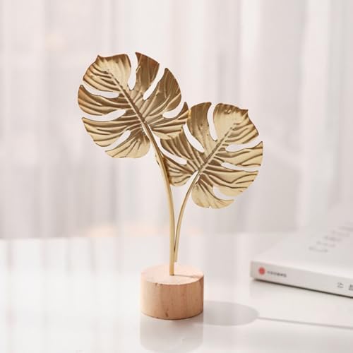 Golden Leaf Table Sculpture for Home Decor