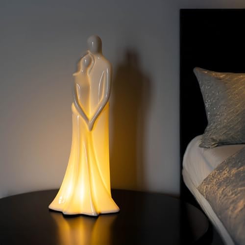 Hugging Couple Sculpture with LED Light 3PCS LR44 Batteries Included Romantic Home Decor for Couples