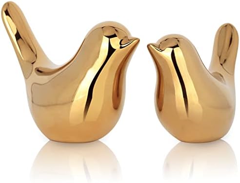 XMGZQ 2 Pcs Gold Bird Sculptures for Home Decor