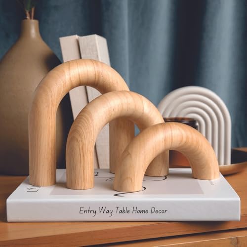 KeerShop 3-Piece Natural Wood Arches Decor Set