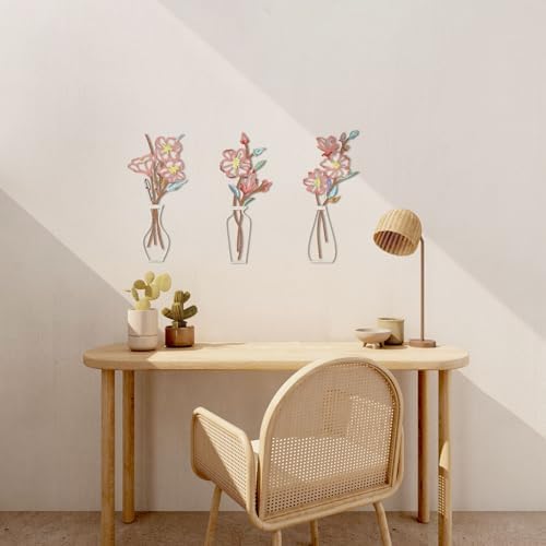 Primst 3 Pcs Metal Flower Wall Art - Rustic Boho Decor