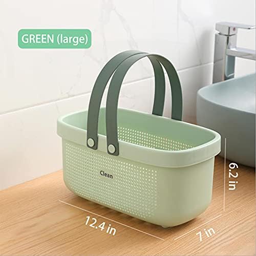 JiatuA Plastic Storage Basket with Handle Green