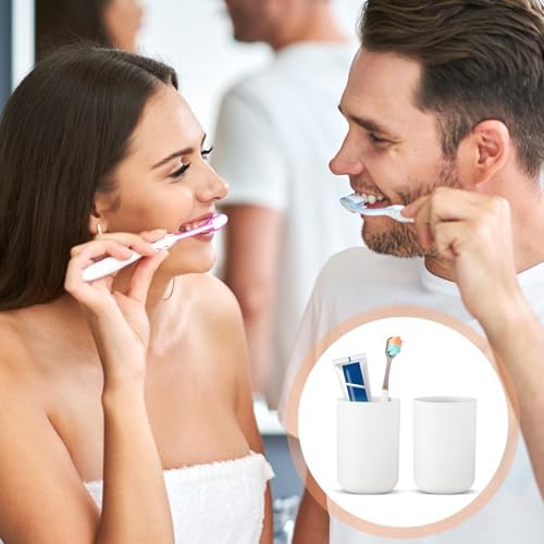 2Pcs Unbreakable Plastic Tumblers Dishwasher Safe White Bathroom Cups