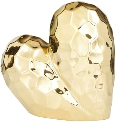 Deco 79 Gold Porcelain Heart Sculpture 8x3x8