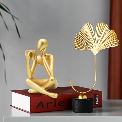 Jinkoozz Gold Reading Women Statue - Modern Aesthetic Figurine Decor