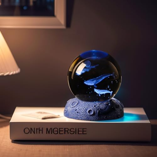 Whales 3D Crystal Ball Figurine - 24inch Ocean Decor Gift for Home