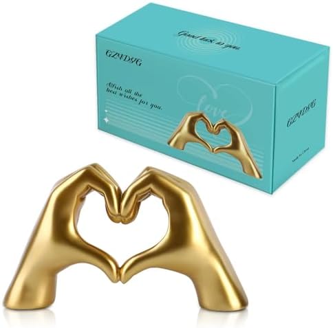 Gold Heart Hands Sculpture Decor Gift