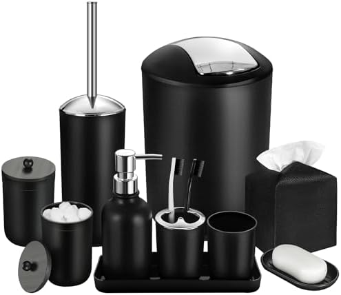 ALPIRIRAL 10Pcs Black Bathroom Accessories Set 1