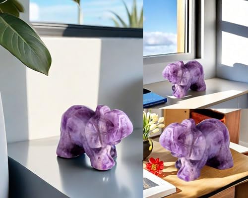 Qinjiejie Amethyst Elephant Healing Statue