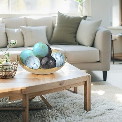 SUTEBUY Decorative Stone Balls - 197inch White-Green 3 PCS