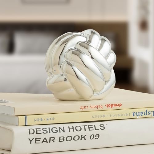 Lynagert Small Silver Knot Decor for Home Office