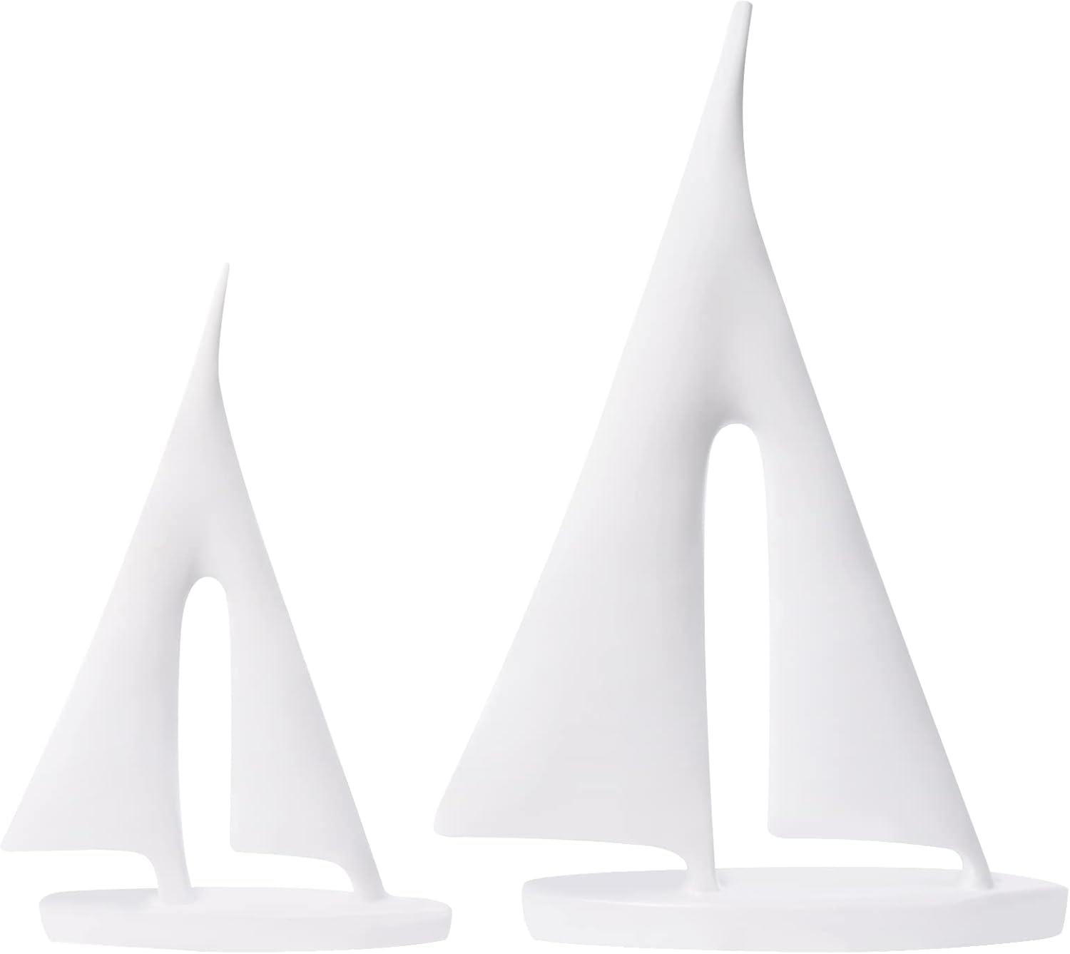 Modern Sailboat Sculpture Decor 2 Pack White