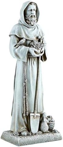 Garden Statue - Saint Fiacre 12 Inch Durable Stone-Resin Sculpture