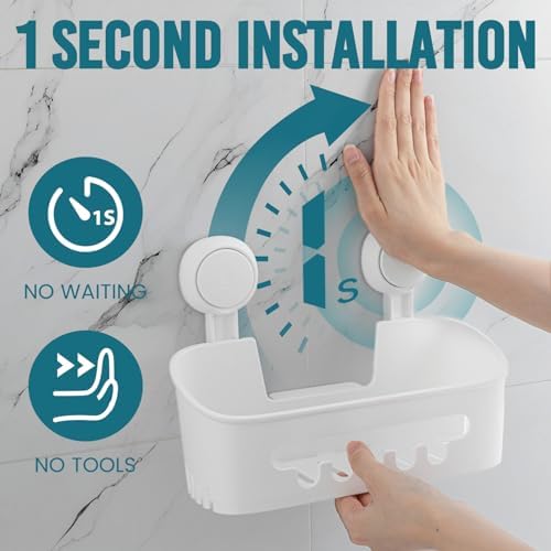 TAILI 2 Pack Heavy Duty Shower Caddy Suction Cup Organizer