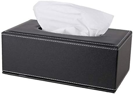 RHCSZ High-end PU Leather Tissue Box Holder Black