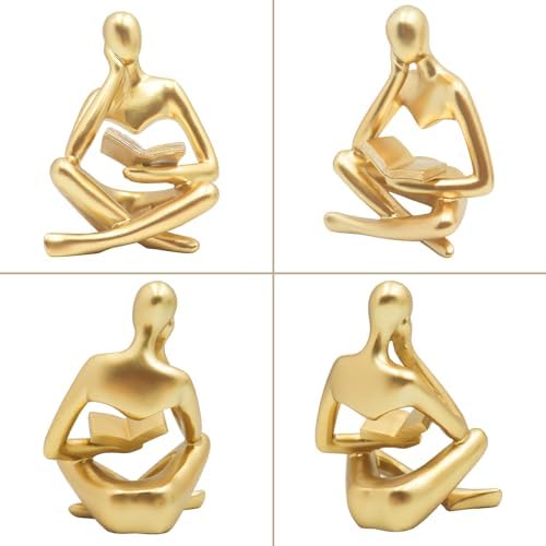 Jinkoozz Gold Reading Women Statue Sculpture
