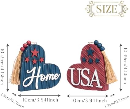 Valery Madelyn 4th of July Decor Heart Centerpieces 2 Pcs