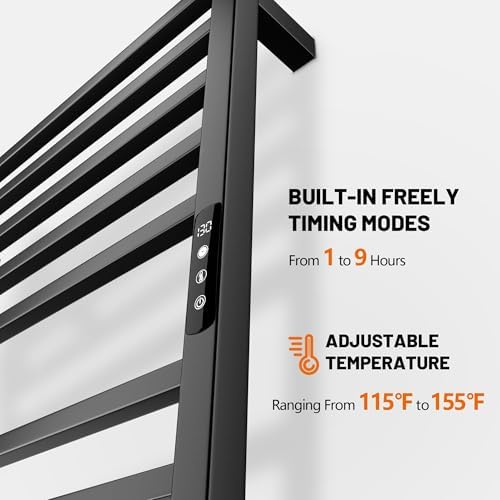 Poloma Wall Mounted Towel Warmer Rack Electric Stainless Steel Matt Black