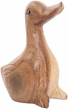 Thai Hand Carved Wooden Duck Statue Rustic Home Decor Accent
