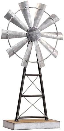MODE HOME Charming Tall Galvanized Windmill Decor