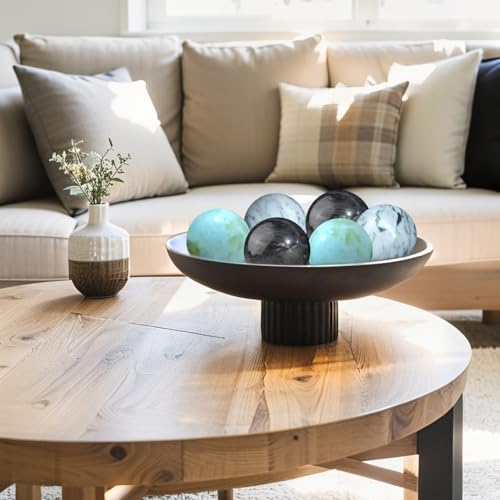 SUTEBUY Decorative Stone Balls - 197inch White-Green 3 PCS