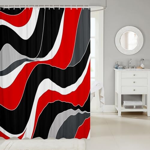 Feelyou Abstract Wave Kids Shower Curtain Set 72x72