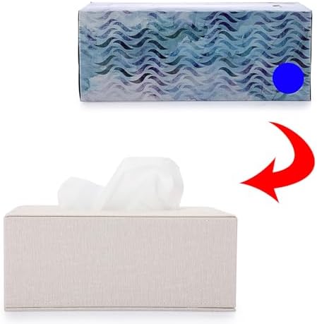 Sumnacon Tissue Box Cover Rectangle Linen Beige