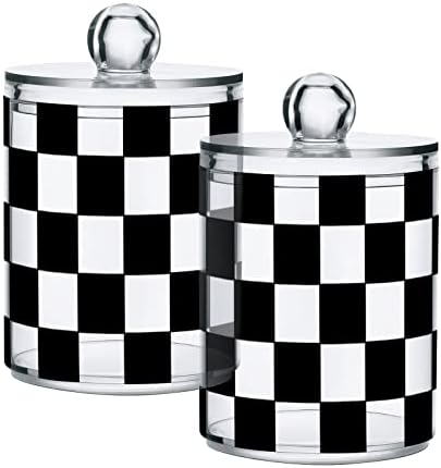 Fustylead 2 Pack Checkered Q-tip Holder Dispensers