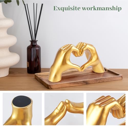 Gold Heart Hand Sculpture Home Decor Art