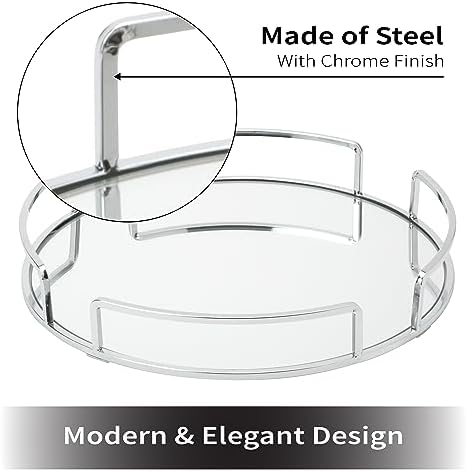 Home Details Mirrored Vanity Tray with Chrome Finish
