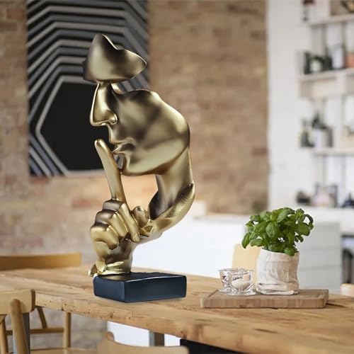 Abboxoo Thinker Statue Large Gold Resin Decor