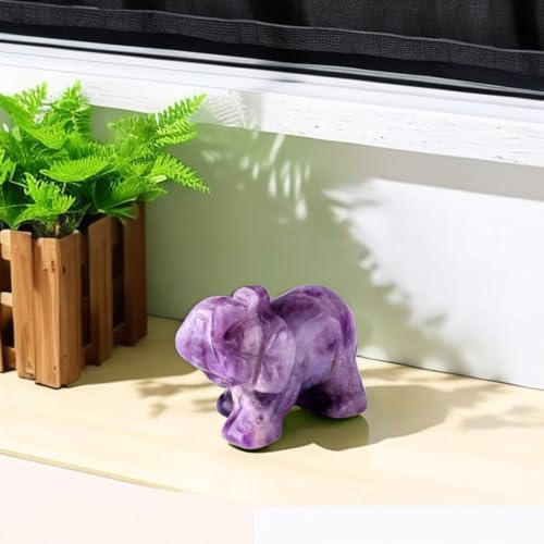 Qinjiejie Amethyst Elephant Healing Statue