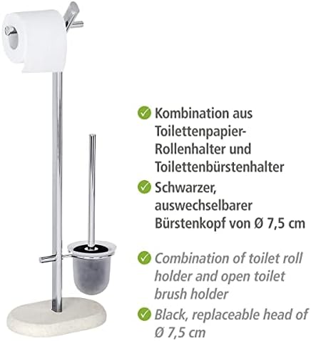 WENKO Free Standing Toilet Brush Holder Steel Beige