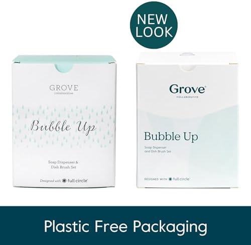 Grove Co Bubble-Up Dish Soap Dispenser with 2 Brush Set